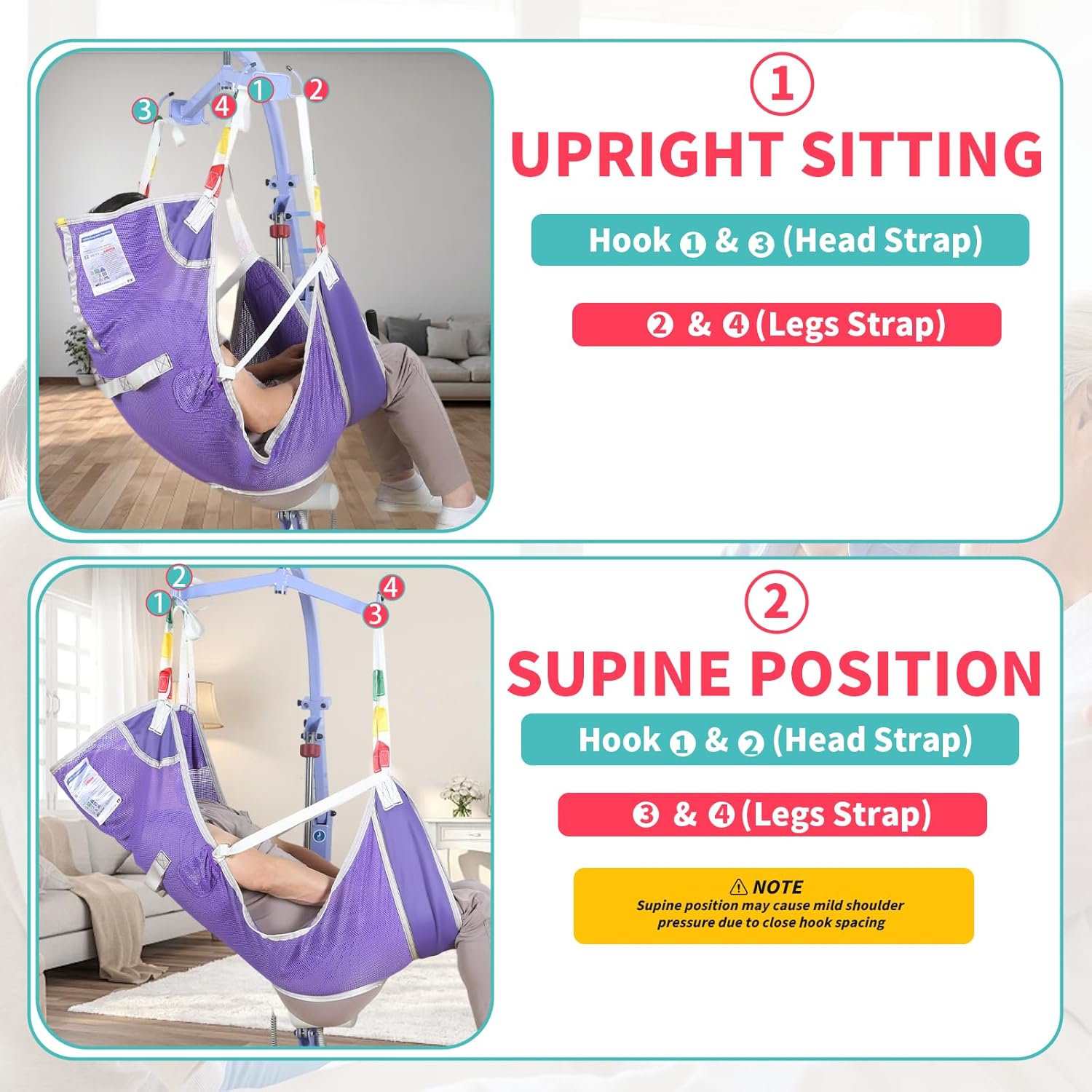 EZ Assistive Patient Lift Sling with Commode - Patient Lifting Slings for Transfer - Medical Full Body Straps for Elderly, Disabled,Nursing,Caregiver - SWL 500 lbs (Large-Purple-1 PC)