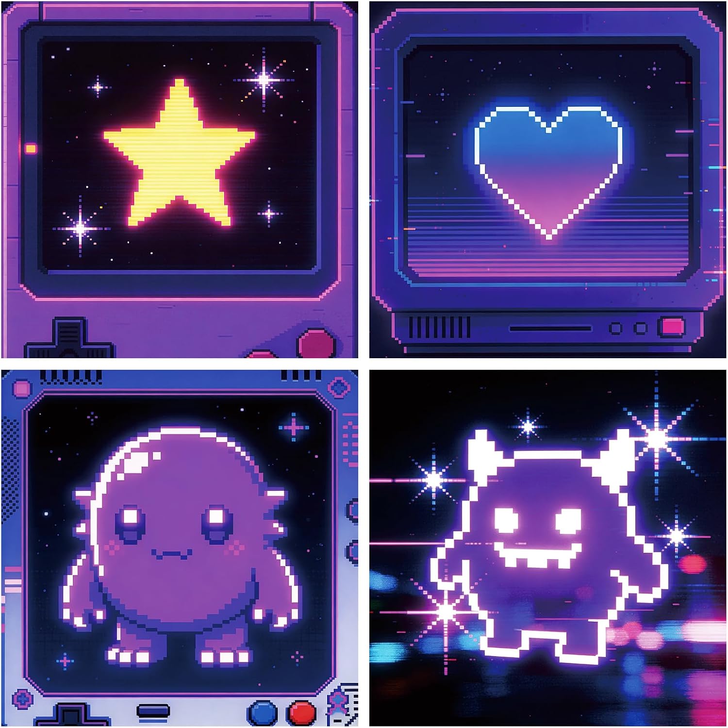 4 Pack Diamond Art Kits for Adults, 5D Pixel Art Style DIY Diamond Painting