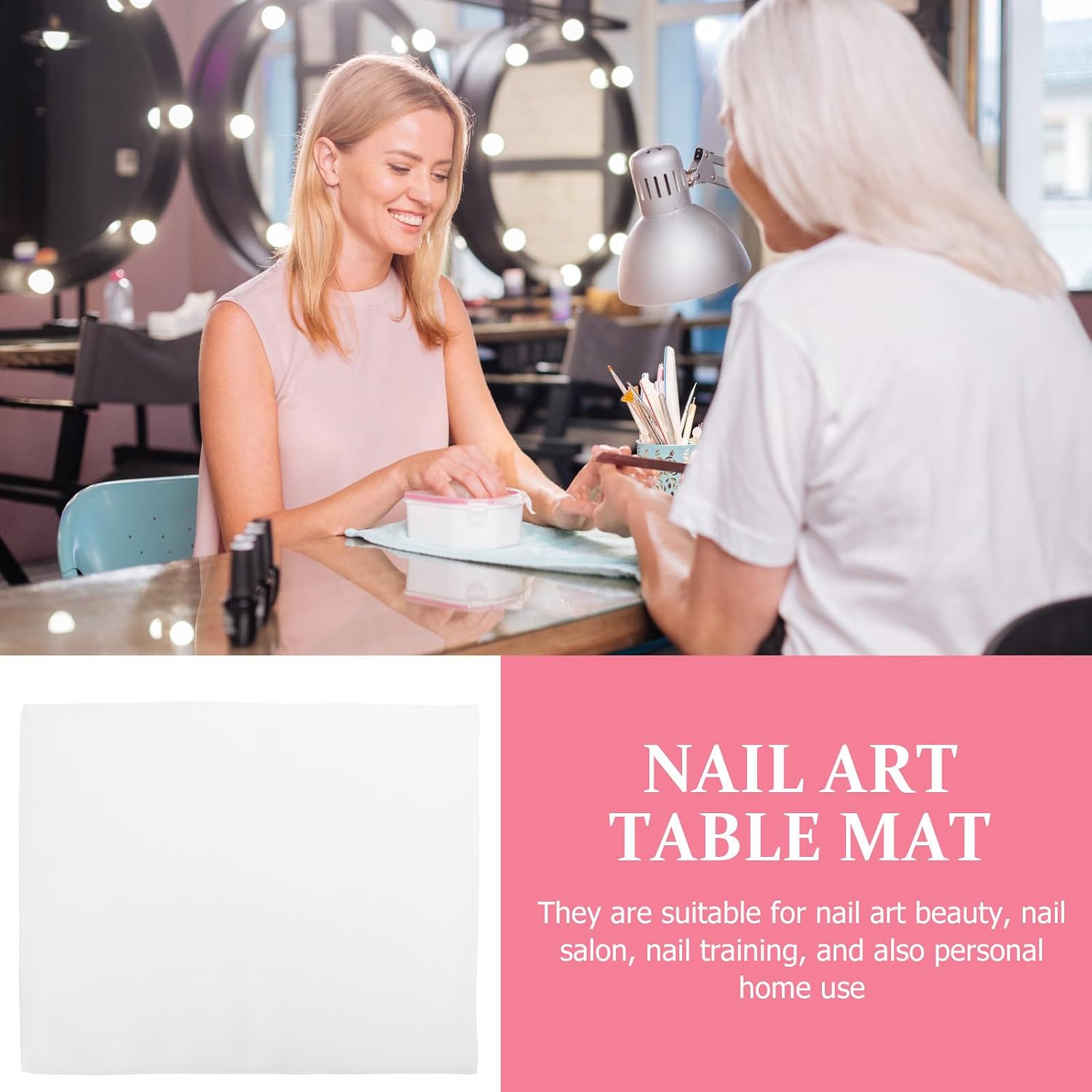 MAGICLULU Leather Nail Art Table Mat with Smooth Surface and Portable Design White Manicure Nail Hand Cushion for Home Use