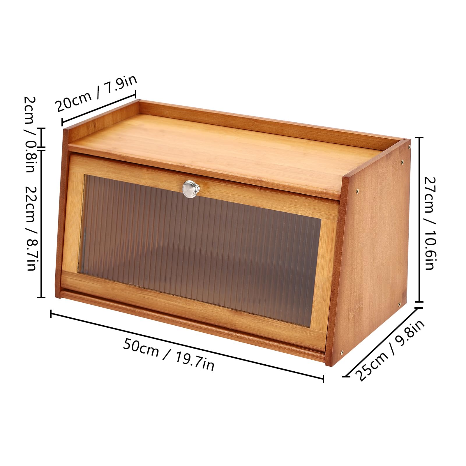 Armadietto in bambù a 2 ripiani con anta – Mini piano di lavoro per cucina, buffet, per pane, dispensa, artigianato, strumenti di cucito, primo soccorso, credenza 50 x 25 x 27 cm