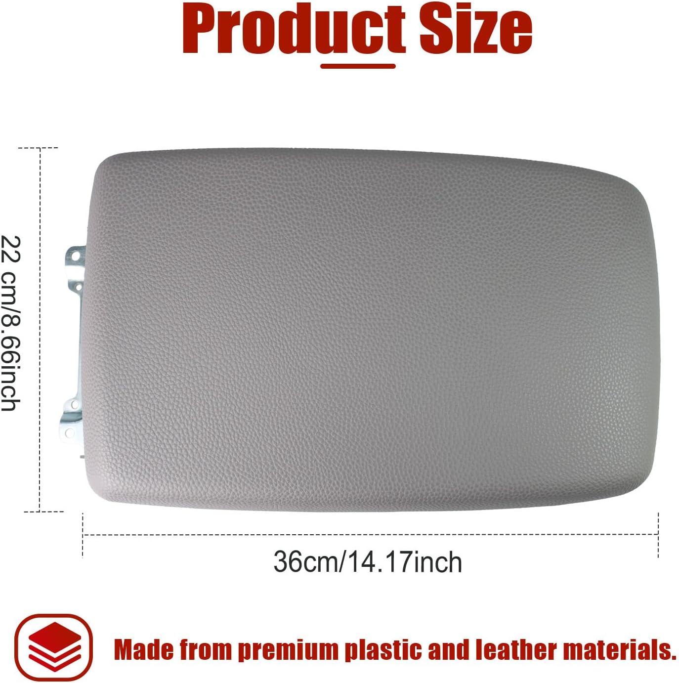Center Console Lid Armrest Cover Assembly with Bracket for Toyota Highlander 2008-2013, Middle Console Arm Rest Box Lid Replacement, Fits 58905-0E040-E0 58905-48011, Gray