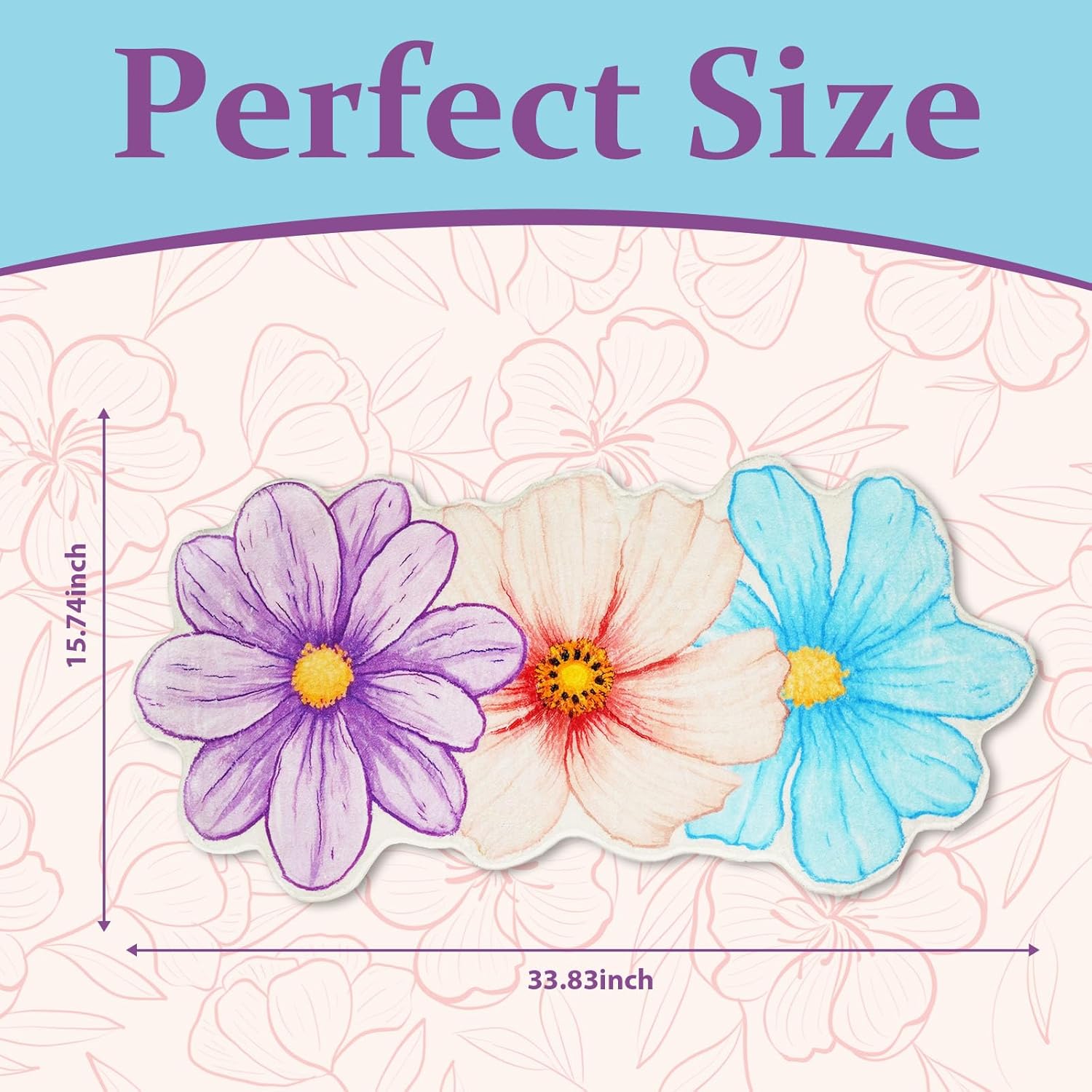 Spring Bathroom Rugs Flowers Bath Mat, Non-Slip Farmhouse Spring Flowers Bathroom Doormat Shower Bath Rugs for Spring Home Decorations