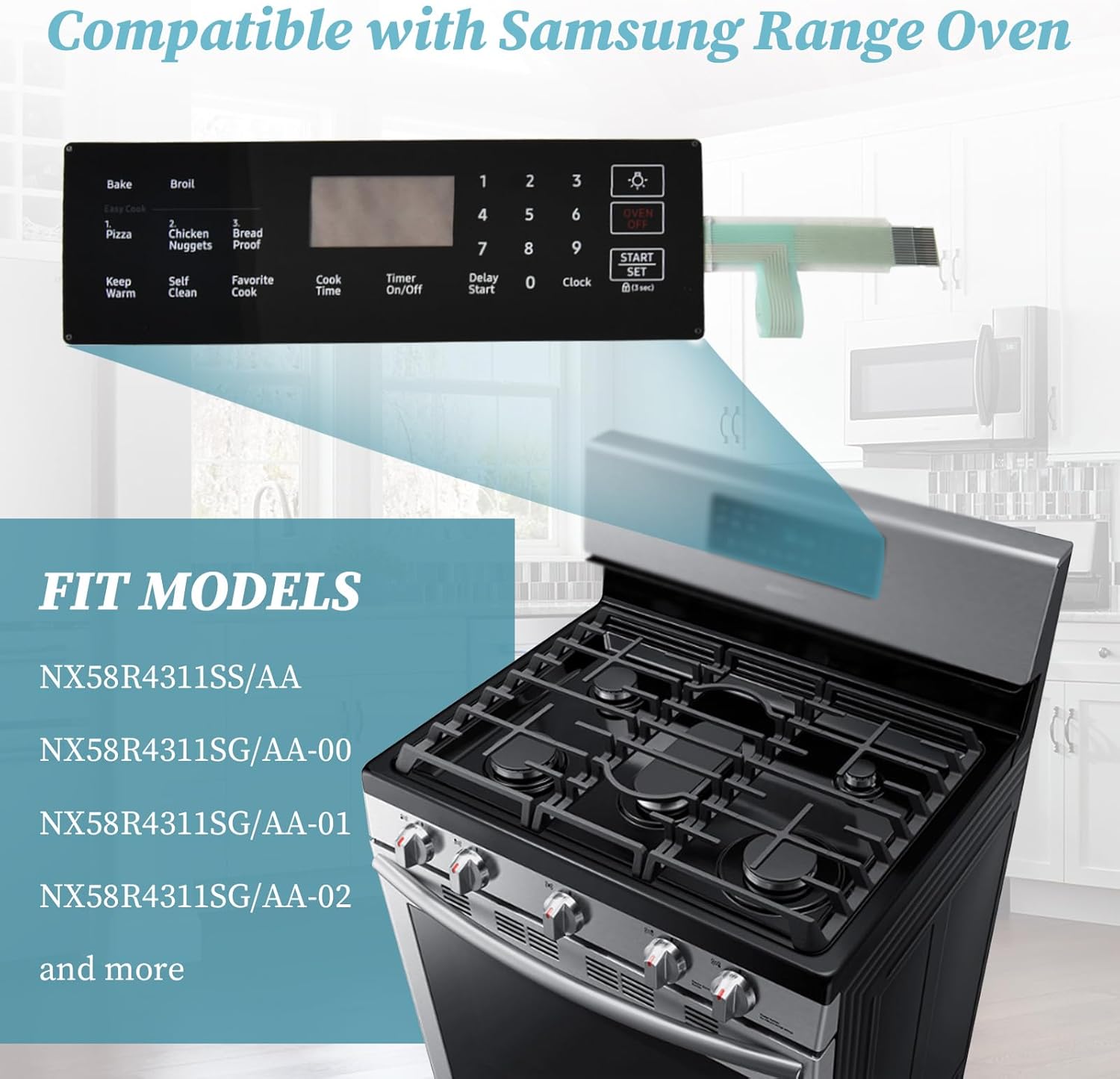 DG34-00025C Switch Membrane Replacement Model, Touchpad Overlay, Compatible with Samsung Stove Oven, for 4963022,AP6885265,PS12721647,EAP12721647