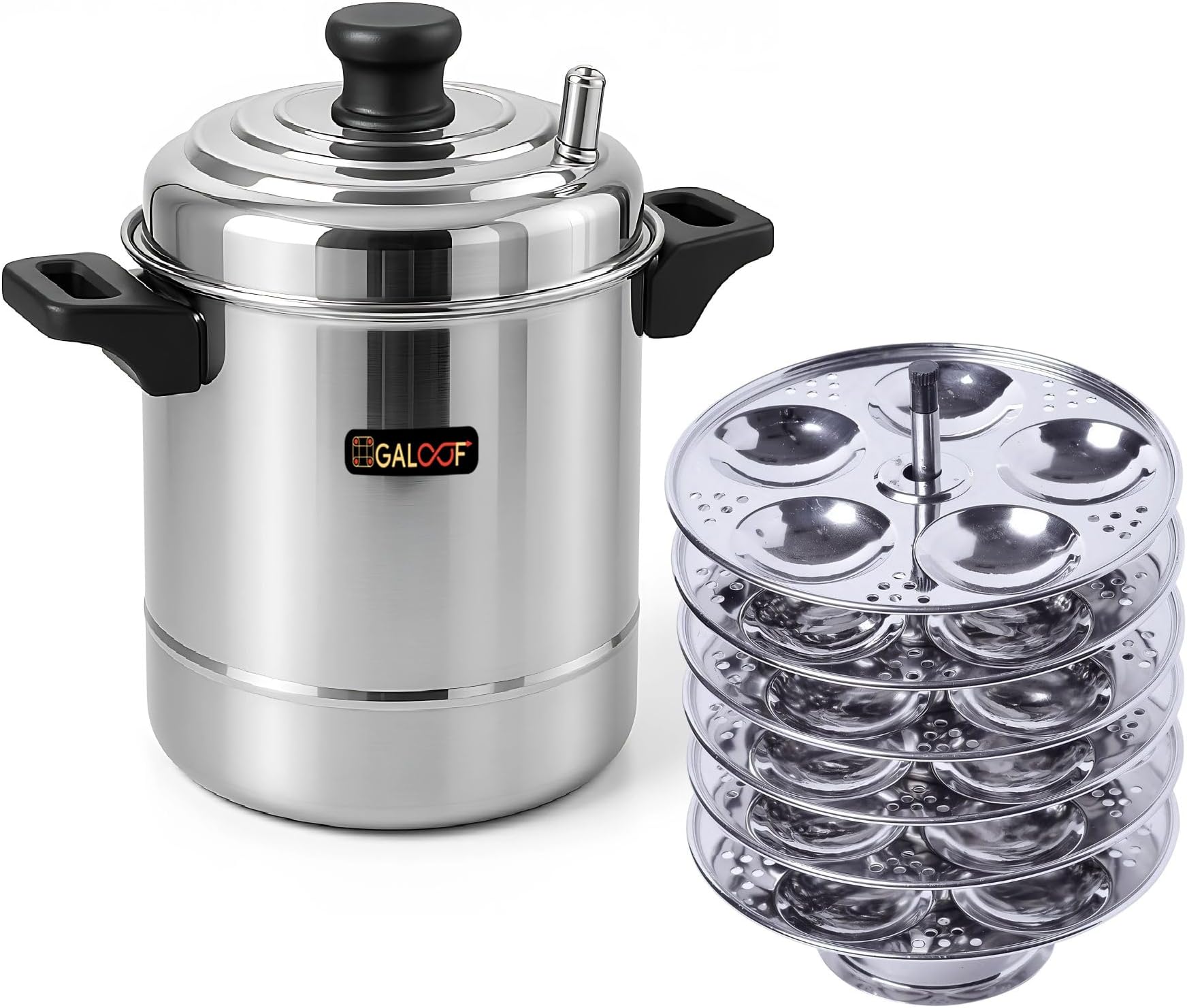 Stainless Steel Mini Idli Maker 3 L | 6 Plates With 30 Idli Cavities | Compact Idli Cooker | Mirror Finish Surface | Small Size 3000 ml Capacity (30 Mini Idli (Long))