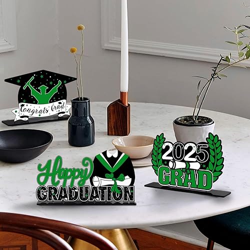 Miniatura 28 de LINGTEER Decoraciones de fiesta de graduación de clase 2025 – 3 piezas de felicitaciones de graduación 2025 de acrílico para centros de mesa