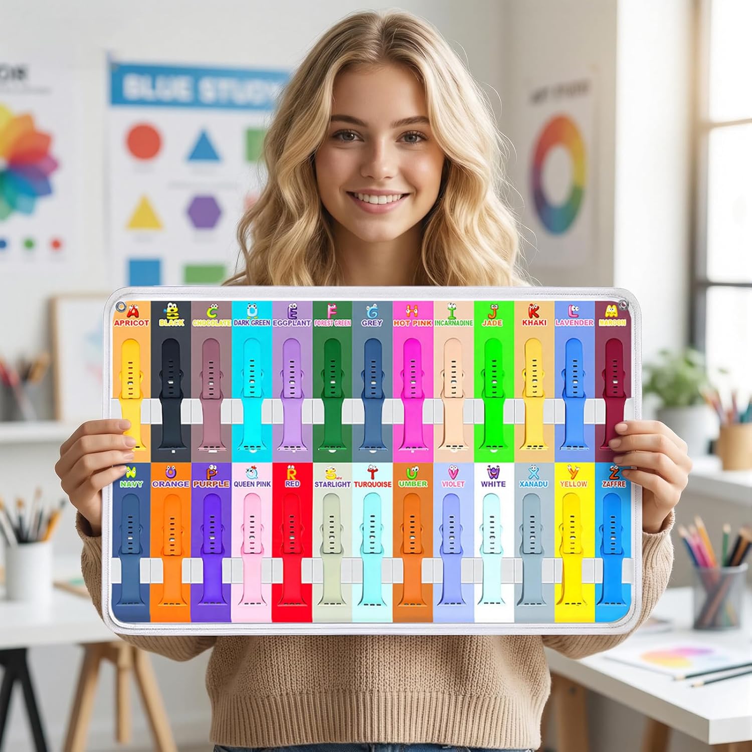 26 Pack Sport Bands Compatible for Apple Watch Bands 38/40/41/42/44/45/46/49mm with Portable Fun Alphabet Printed Storage Bag, Soft Silicone Strap for Women Men iWatch Band Series 11 10 9 8 7 6 SE 3