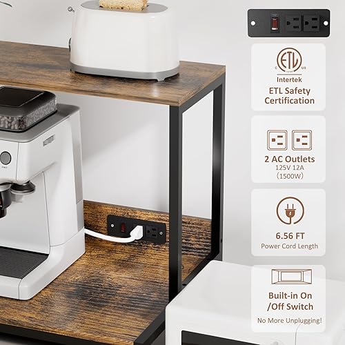 Miniatura 3 de Mini soporte para refrigerador y microondas sobre el estante de almacenamiento del refrigerador con toma de corriente, estante ajustable de 5