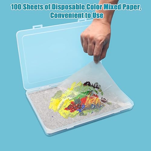 Miniatura 4 de Paleta Stay Wet para pintura acrílica, bandeja de paleta húmeda Garpernics con esponjas y 100 papeles para pinturas acrílicas, mantiene la pintura