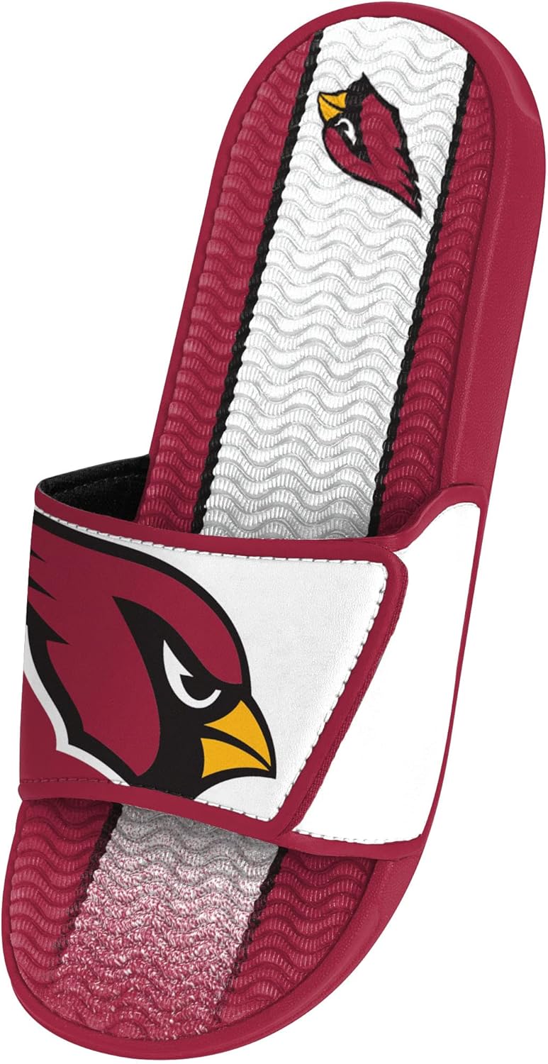 FOCO mens NFL Team Stripe Logo Athletic Sport Shower Flip Flop Sandals Gel Slides