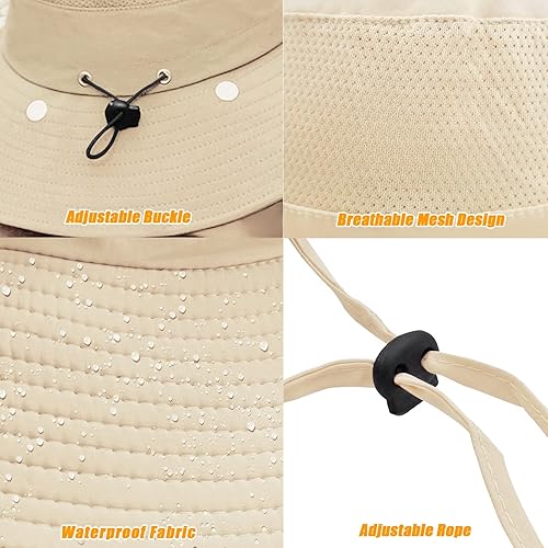 Miniatura 5 de Sombrero de pesca para hombres y mujeres, sombrero de ala ancha con protección solar UV para exteriores con cubierta facial y solapa para el cuello