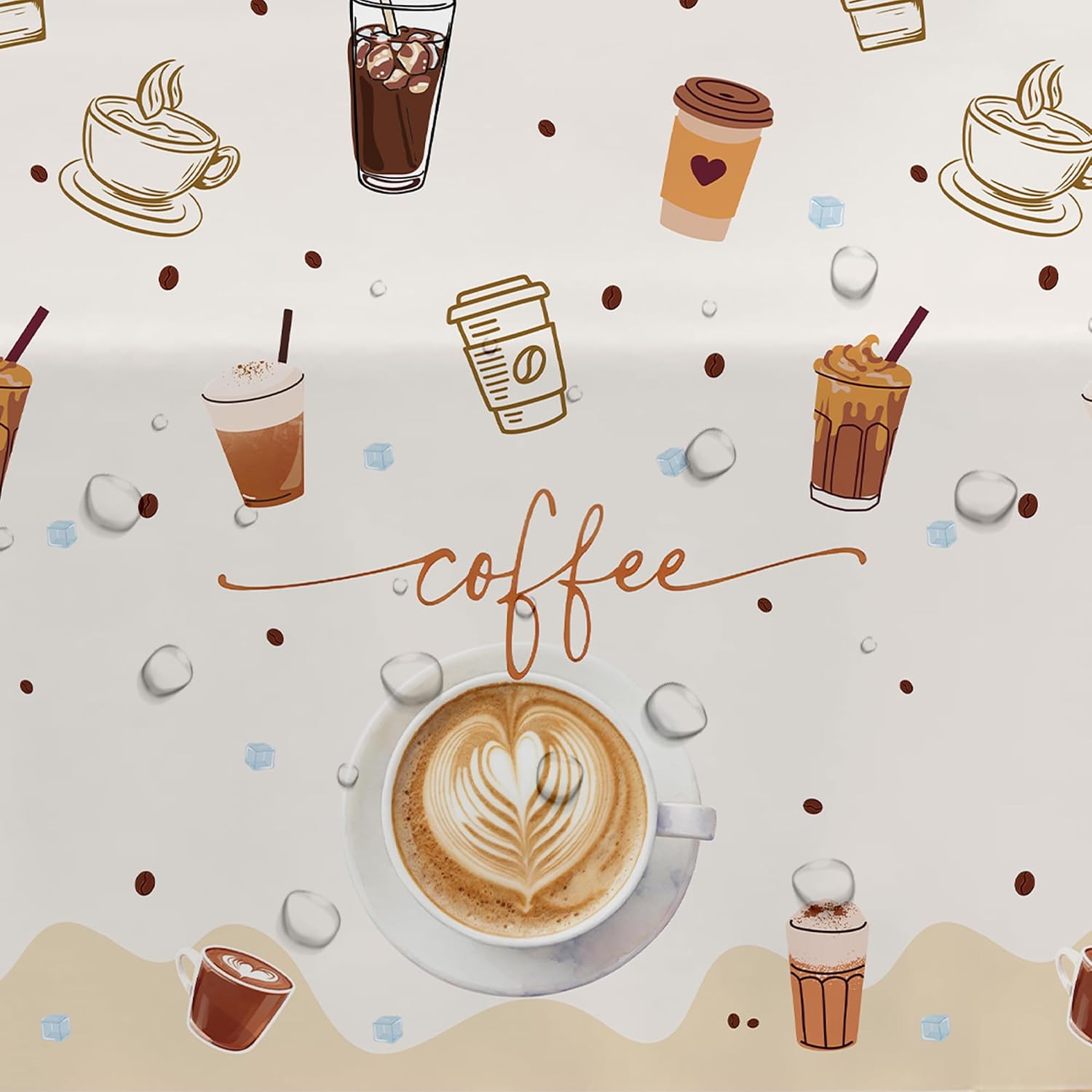 Xigejob Coffee Party Decorations Tablecloth for Birthday Baby Shower Bridal Shower, 3 Pack Disposable Coffee Birthday Decorations Table Cover Party Supplies (55in x 86in)