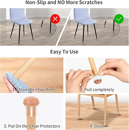 Miniatura 4 de Ezprotekt 24 piezas protectores pequeños de silicona transparente para patas de silla para suelos de madera dura, fundas para patas de silla,
