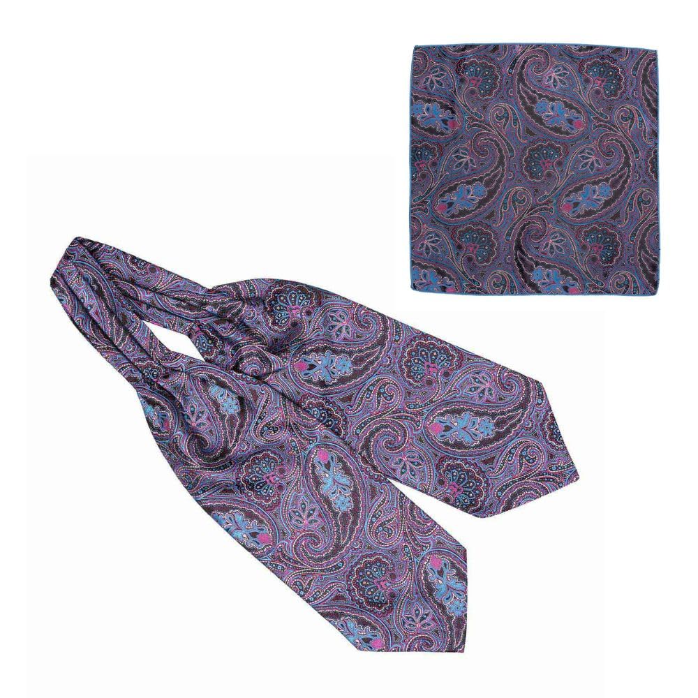 the tie hub Empire Purple Paisley Cravat and Pocket Square Combo For Men-picture-18