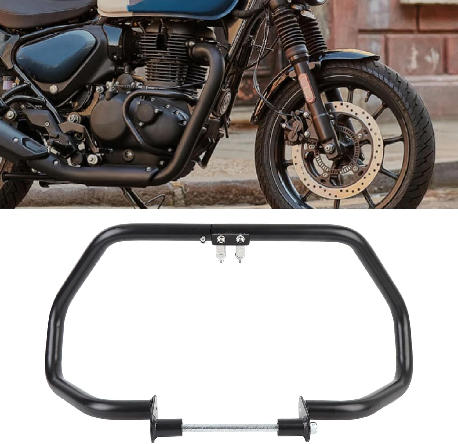 Highway Engine Guard Crash Bar Frame Protector for Hunter 350 2022-2025 with Seamless Welded Iron Pipes, 28mm Dia, Matte Black Finish