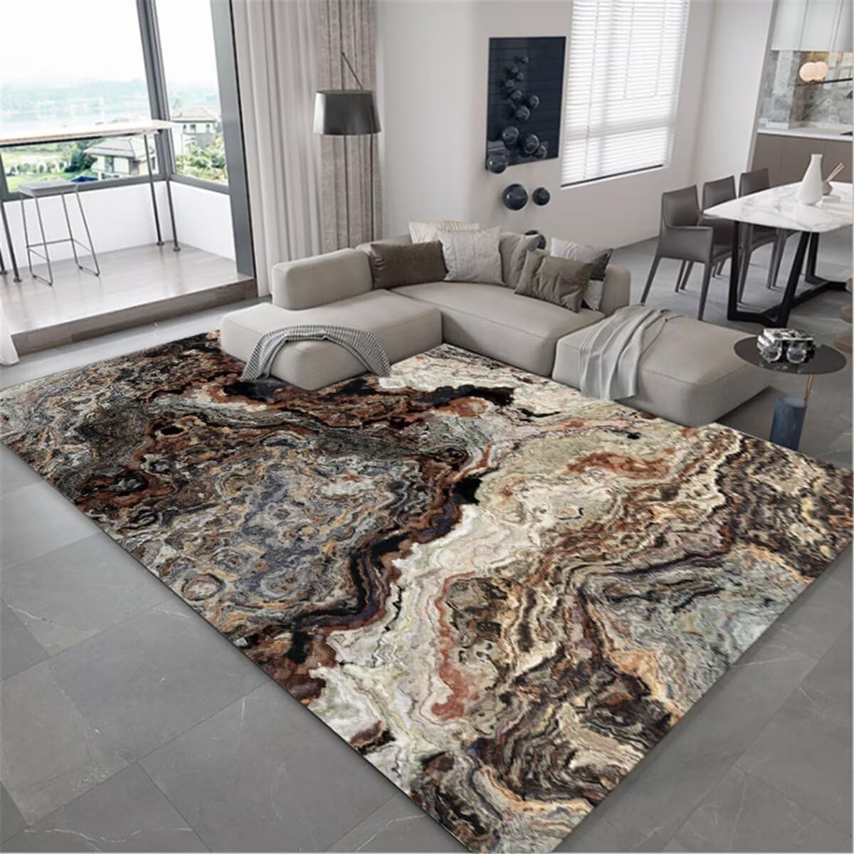 Tapis de chambre moderne 160X230CM antidérapant aux motifs abstraits élégants
