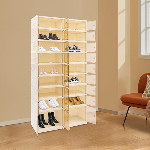 Miniatura 7 de 9-Tier Shoe Rack, 36pairs Collapsible Shoe Cabinet, Large Shoe Organizers and Storage with Double-Opening Door for Entryway, Closet, Bedroom