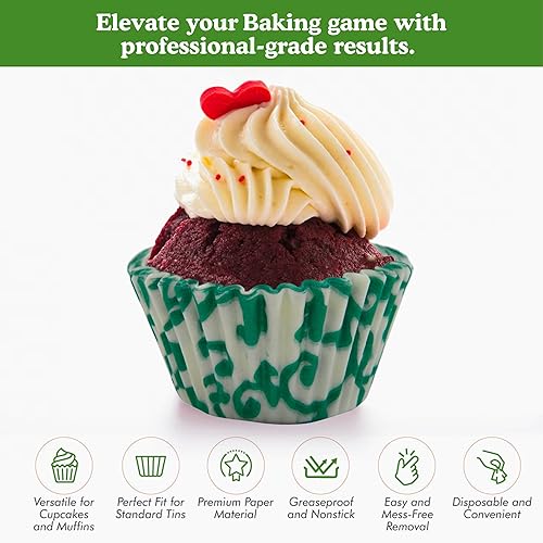 Vista 114 de Regency Wraps Vasos para hornear de grado profesional a prueba de grasa, paquete de 40 unidades, revestimientos estándar, lunares azul cobalto