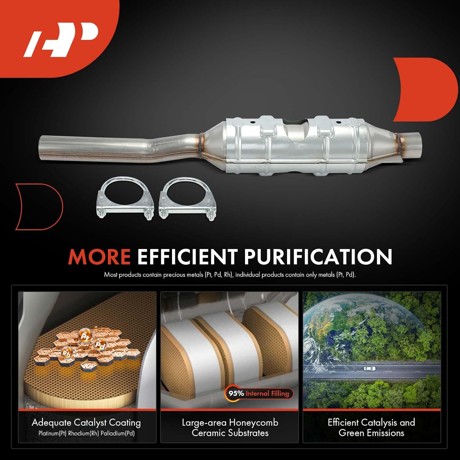A-Premium Rear Catalytic Converter Kit Direct-Fit Compatible with Ford E-450 Econoline Super Duty 2000-2002, E-450 Super Duty 2003-2006, E-550 Super Duty 2003, 5.4L 6.8L, E.P.A. Compliant