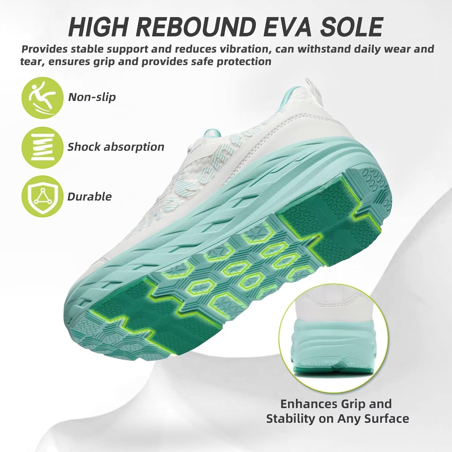 Women's Orthopedic Diabetic Wide Running Shoes: Comfortable Casual Arch Support Plantar Fasciitis Orthotic Sneakers, High Arch Swollen Work Tennis Sports Shoes for Foot and Heel Pain Relief - Image 8