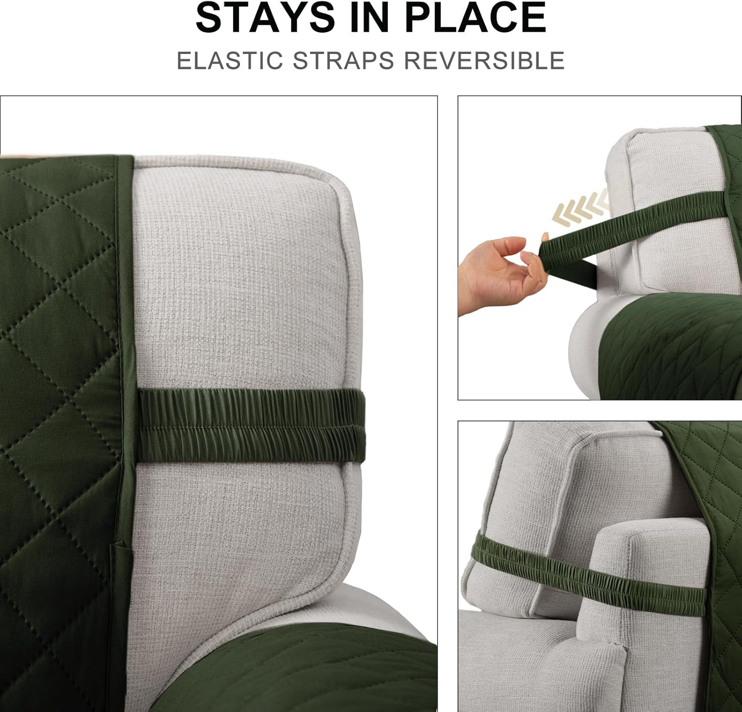HOMERILLA Reversible 2 Cushion Couch Cover for Dogs Water Resistant Washable Pets Furniture Protector Sofa Cover with Elastic Straps (Loveseat 48", Dark Green/Light Green)