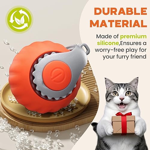 Miniatura 6 de Juguete interactivo para gatos de interior, juguete automático inteligente de dos velocidades, pelota móvil con cola, juguetes recargables activados