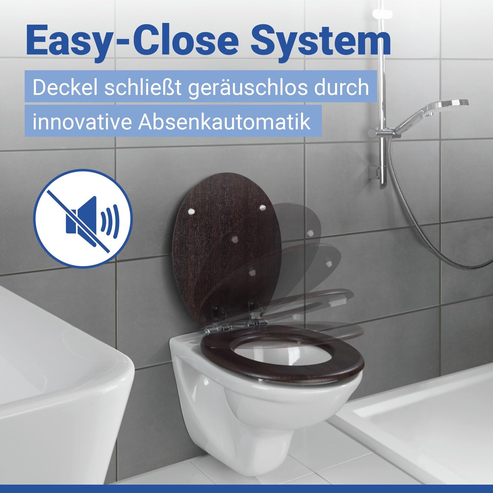 WENKO Abattant WC Wenge abaissement Automatique Marron - Marron foncé