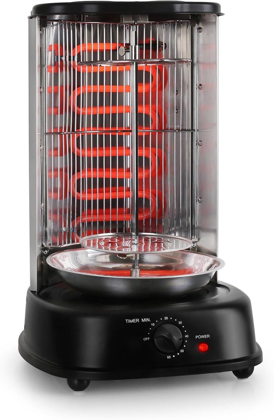 oneConcept Kebab Master - Vertical Grill, Fat-Free Rotisserie Grill, Kebab Machine, Detachable Dishwasher-Safe Parts, 1800W, 360 ° All-Round Grilling, Cool-Touch Handle, LED, Black