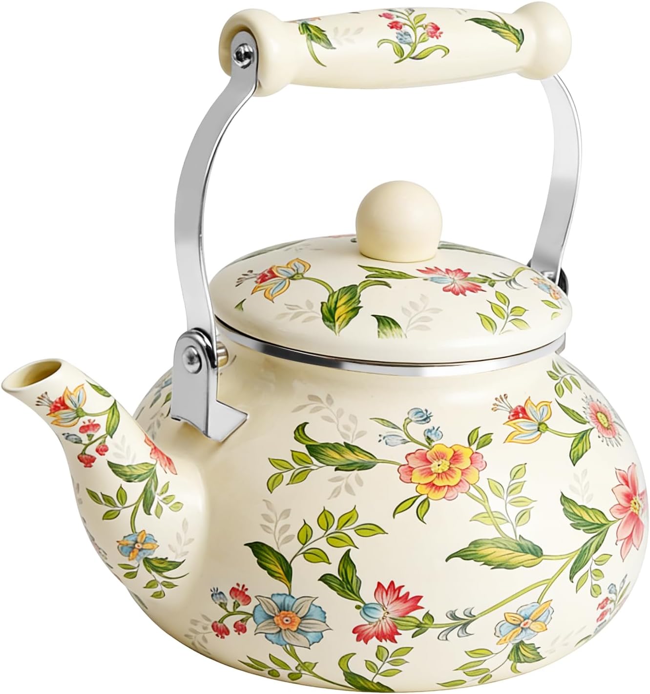 Anxingo Colorful Water Tea Kettle,Tea Kettle Pot for Stove, Top Porcelain Large Enamel Tea Kettle 2.5L,Retro Classic Design (style3)