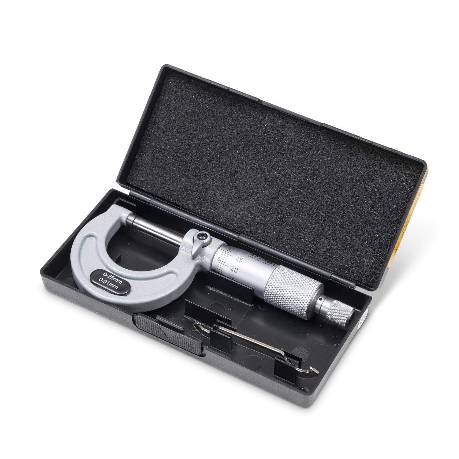 MICROMETRE PROFESSIONNEL 25-50 mm, Micromètre Centésimal, Précision Industrielle avec Arceau en Alliage Léger, Système d'Embrayage et Levier de Verrouillage, Outil de Travail Précis