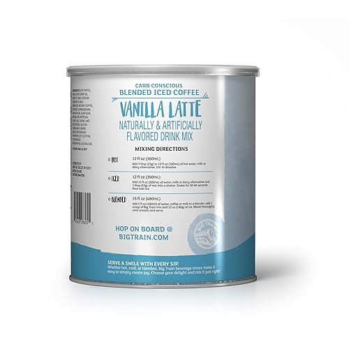 Vista 119 de Big Train Mezcla de café helado mezclado con moca reducida, 3.5 libras (paquete de 1) Latte + Latte Chai con especias 1.9 Lb,Café helado