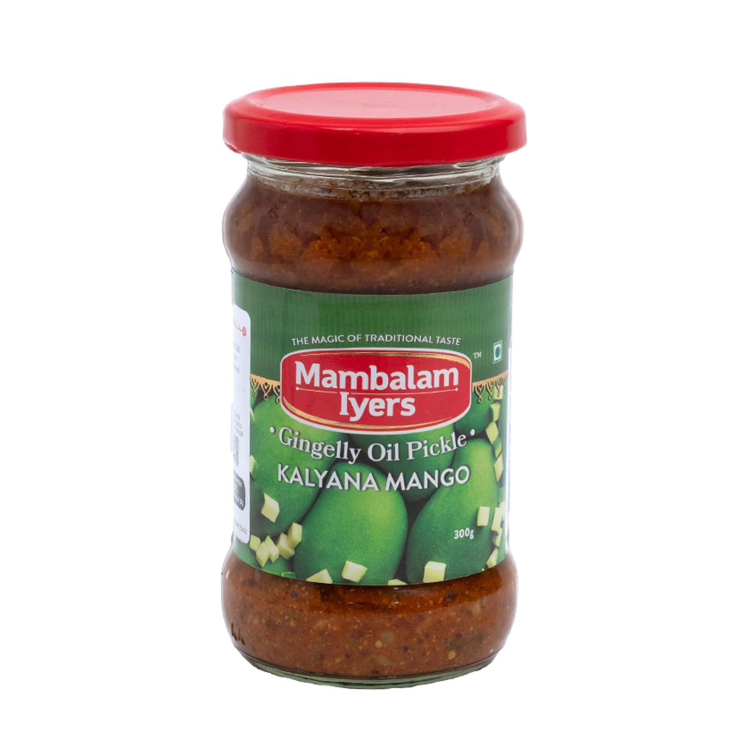 Kalyana Mango Pickle – 300g Glass bottle | Aam ka achaar | South Indian Pickle made with 100% Gingelly Oil | Kalyana Mangai oorukai