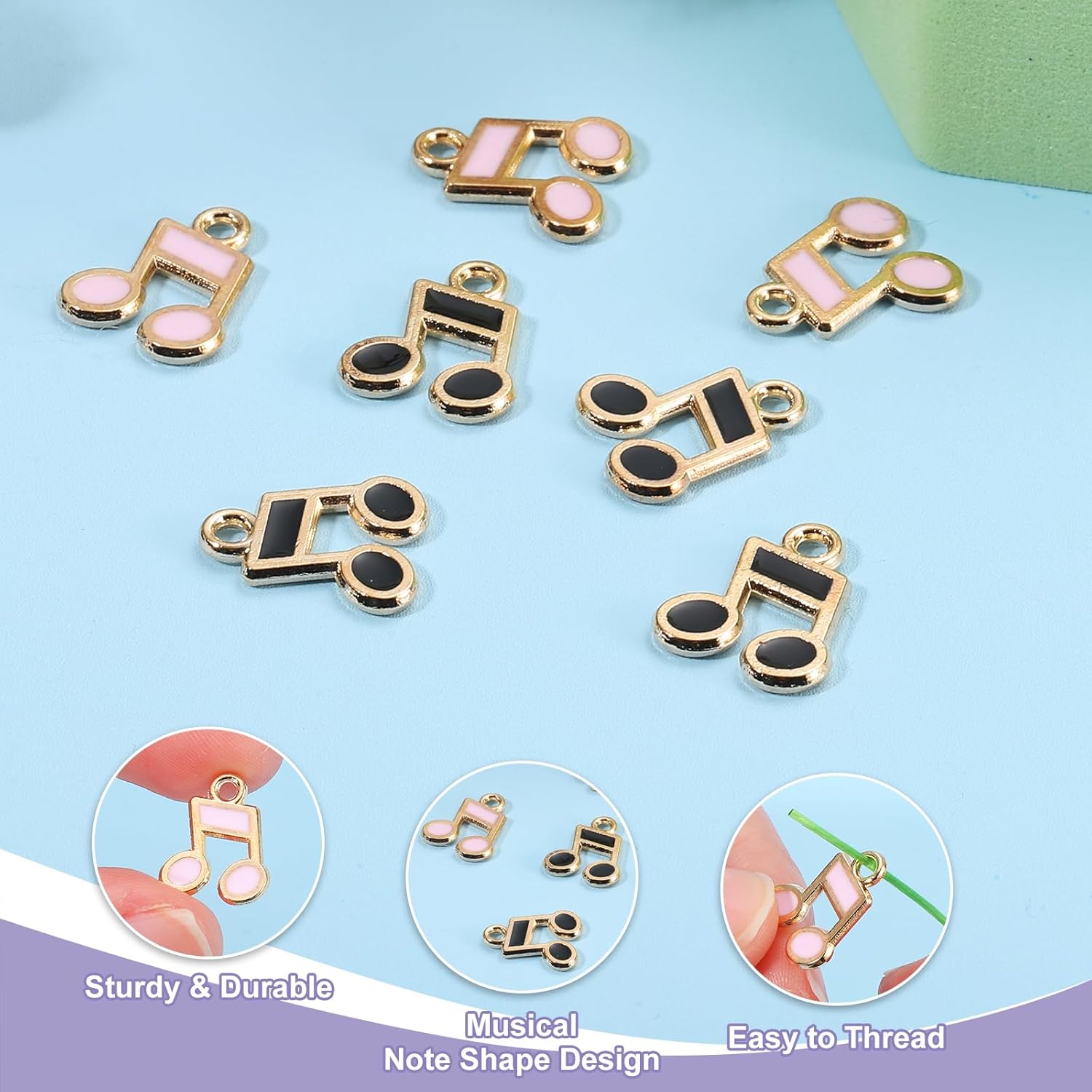 uxcell Enamel Music Charm, Musical Note Charm Metal Bulk Alloy Notes Symbols Pendants for Keychain DIY - Image 3