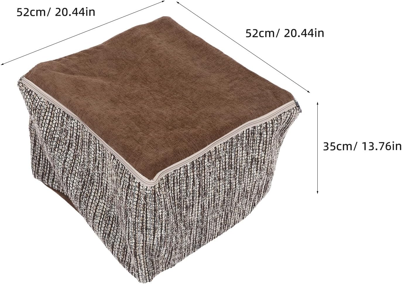Rustic Thick Ottoman Cover Storage Stool Cover Only, Removable Washable Foot Stool Slipcover for Bedroom, Soft Cotton Cushion Seat 20.5x20.5x13.8 Inch