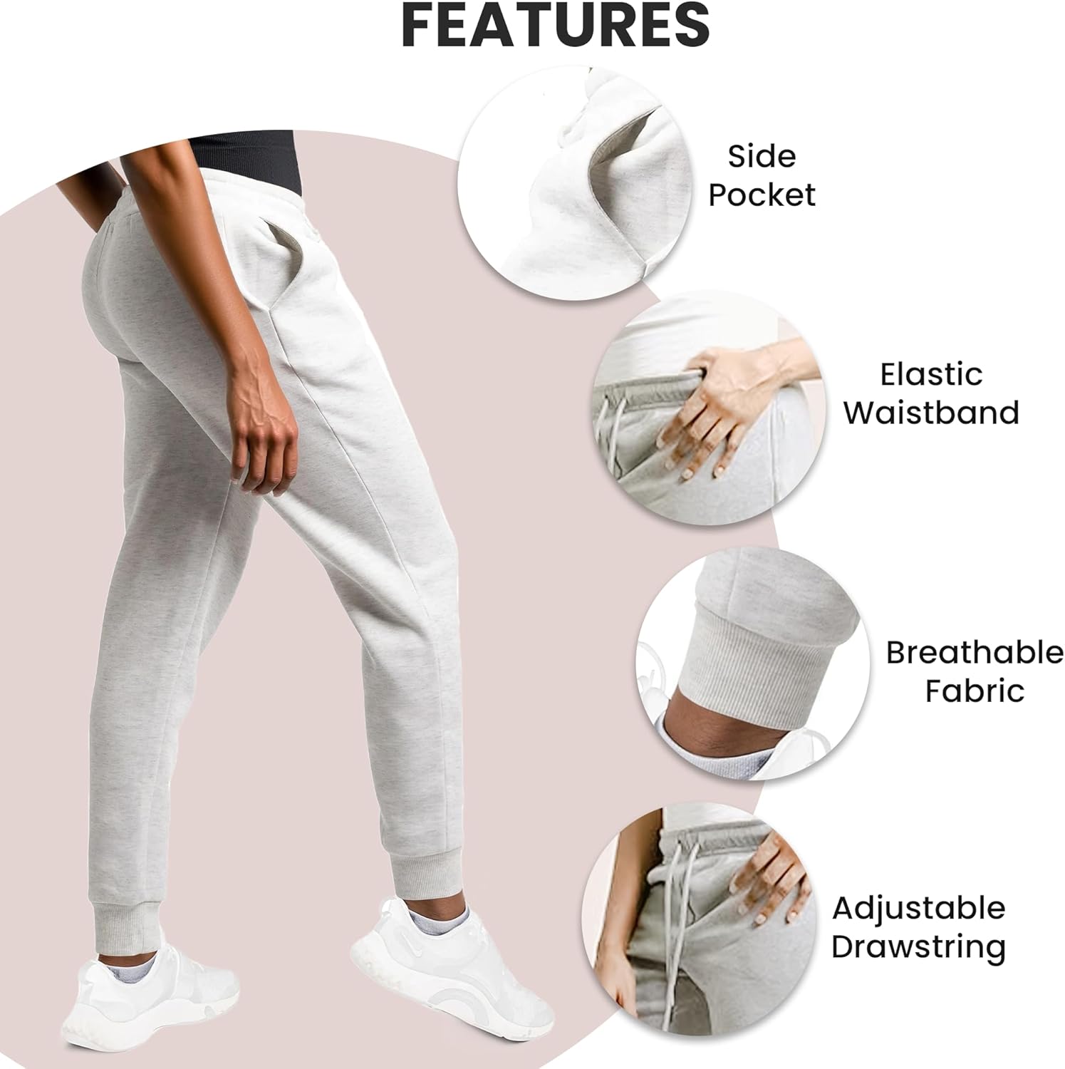 Common Stitch 3 Pack Sweatpants Women - Womens Sweatpants with Pockets, Fleece Womens Joggers, Yoga Pants (Available in Plus) - Image 2