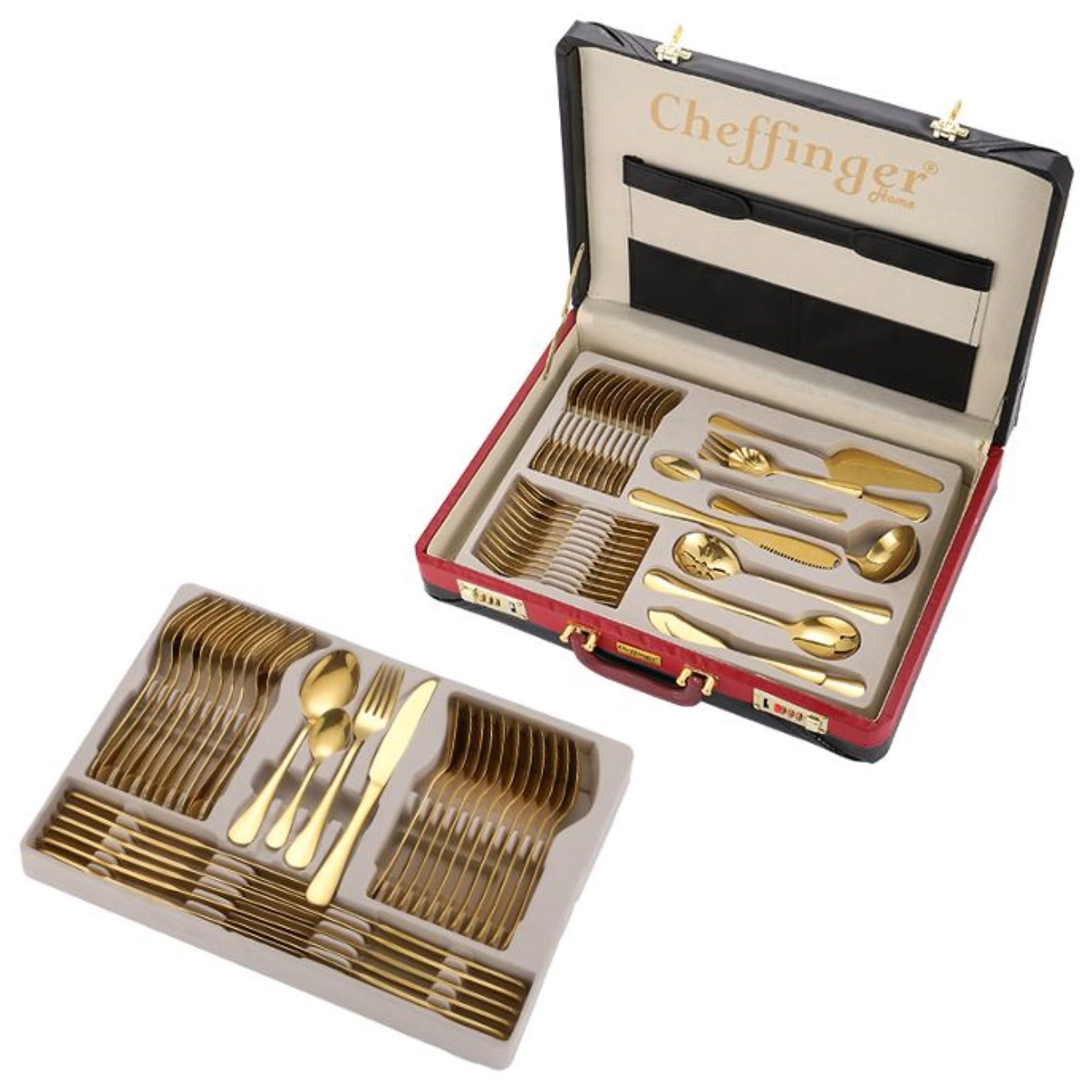 72 teiliges Besteck-Set für 12 Personen aus hochwertigem 18/10 Edelstahl in Gold