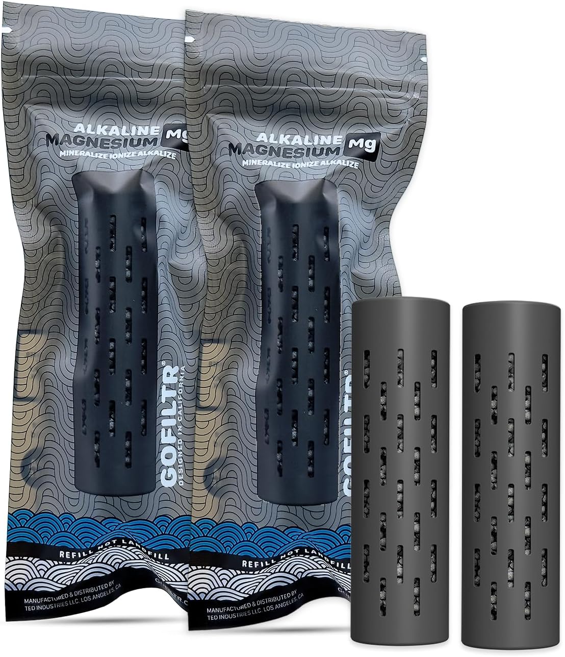 GOFILTR Magnesium Alkaline Water Infuser (2 Pack) 9.5 pH + Electrolytes for Any Water Bottle/Small Pitcher, 750 Refills / 3 Months, 2 Ionized Mineral Water Infusers