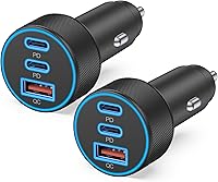 Vista 1 de Cargador de coche USB C de 67 W, carga súper rápida, paquete de 2 puertos de 12 a 24 V, accesorios de coche, adaptador de encendedor de cigarrillos
