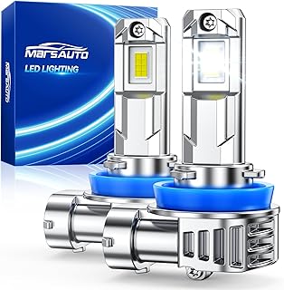 Marsauto H11 Light Bulbs, 40000LM M1L H11 LED Bulb, 80000H+ Lifespan H9 H8 Drving Light, 6500K White 900% Bright Fog Light, 1:1 Plug and Play, Pack of 2