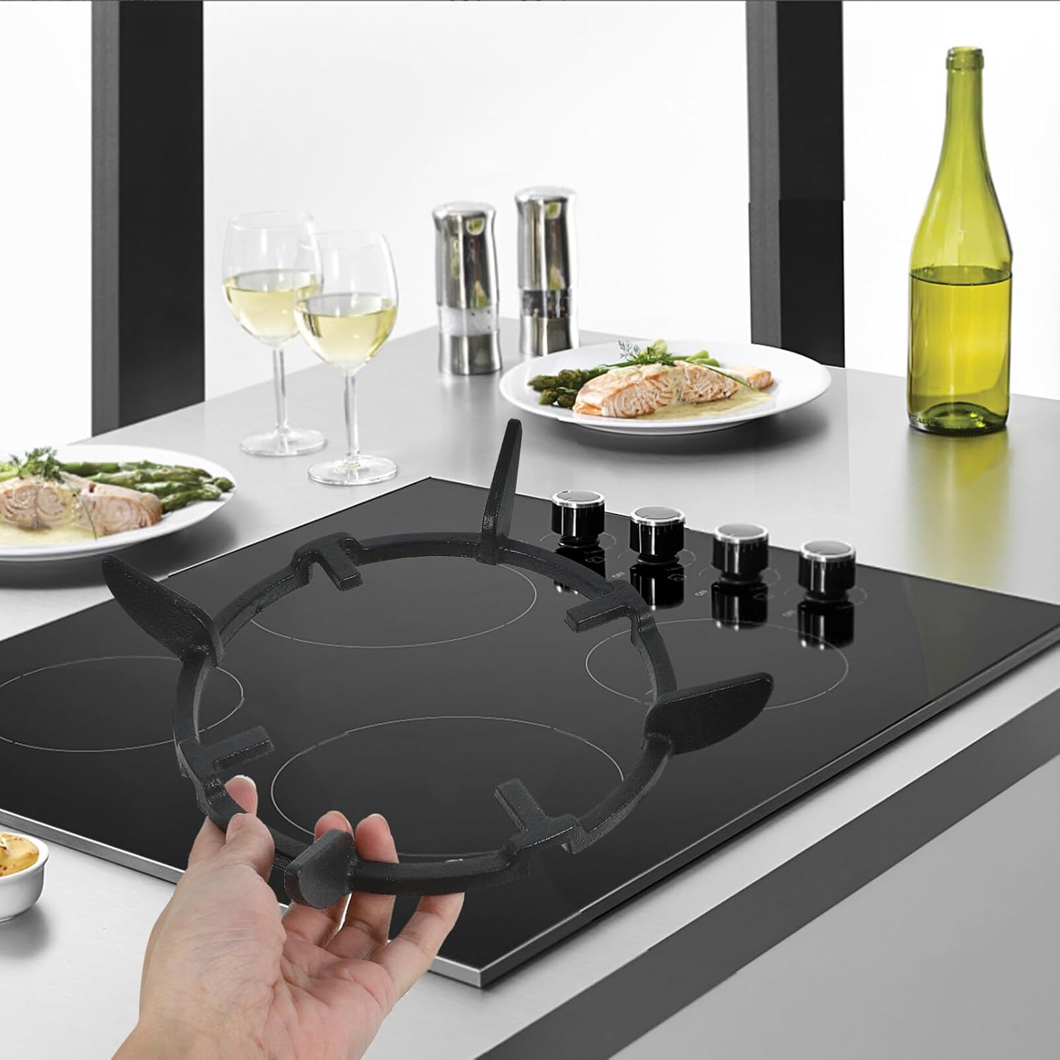 Kichvoe Cast Wok Rack for Gas Stove Non- Trivet Stand for Kitchen Heat Retaining Design for Saucepan Pots Sturdy Compact for Easy Storage