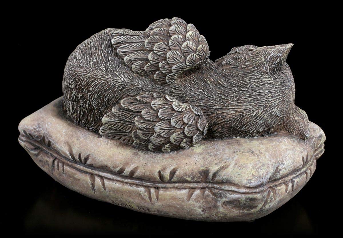 Figuren Shop Gmbh Tier-Urne - Katzen-Engel con Placca Incisa in Similpietra Gedenk-Urne, Dipinto a Mano