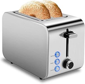 Toaster 2 Slice Toasters Best Rated Prime Retro Stainless Steel Toaster with 7 Bread Shade Settings,Bagel/Defrost /Cancel Button,Bread Toaster with Extra Wide Slot and Removable Crumb Tray