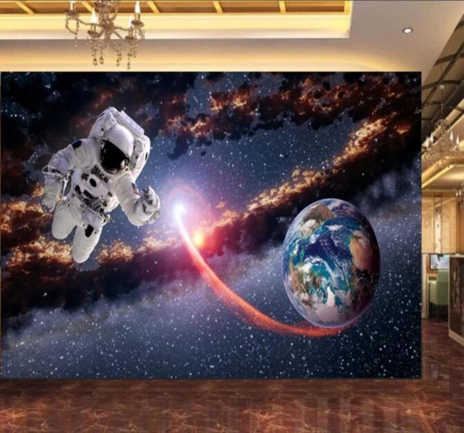 XLMING Three Dimensional Astronaut Planet Universe Starry Sky 3D Wallpaper Luxury Home Dining Decor Paste Sofa Living Room The Wall for Bedroom Mural-430cm×300cm