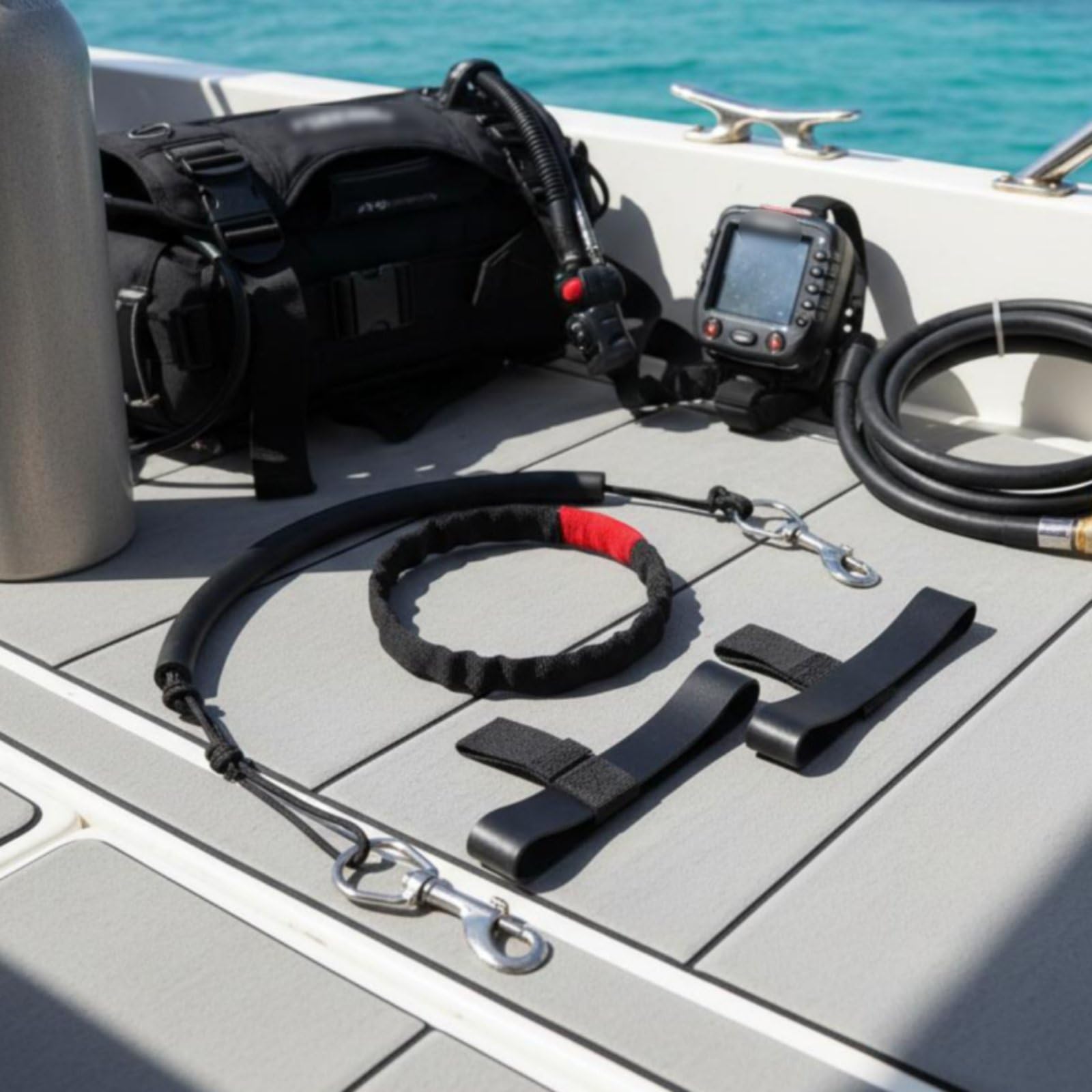 rockible Sangle de Bouteille de Plongée Ensemble de Gréement Cylindre Harnais Colliers Réglables Poignée Caoutchouc Acier Inoxydable 316 Adaptée aux Plongées Profondes Sorties Bateau Club