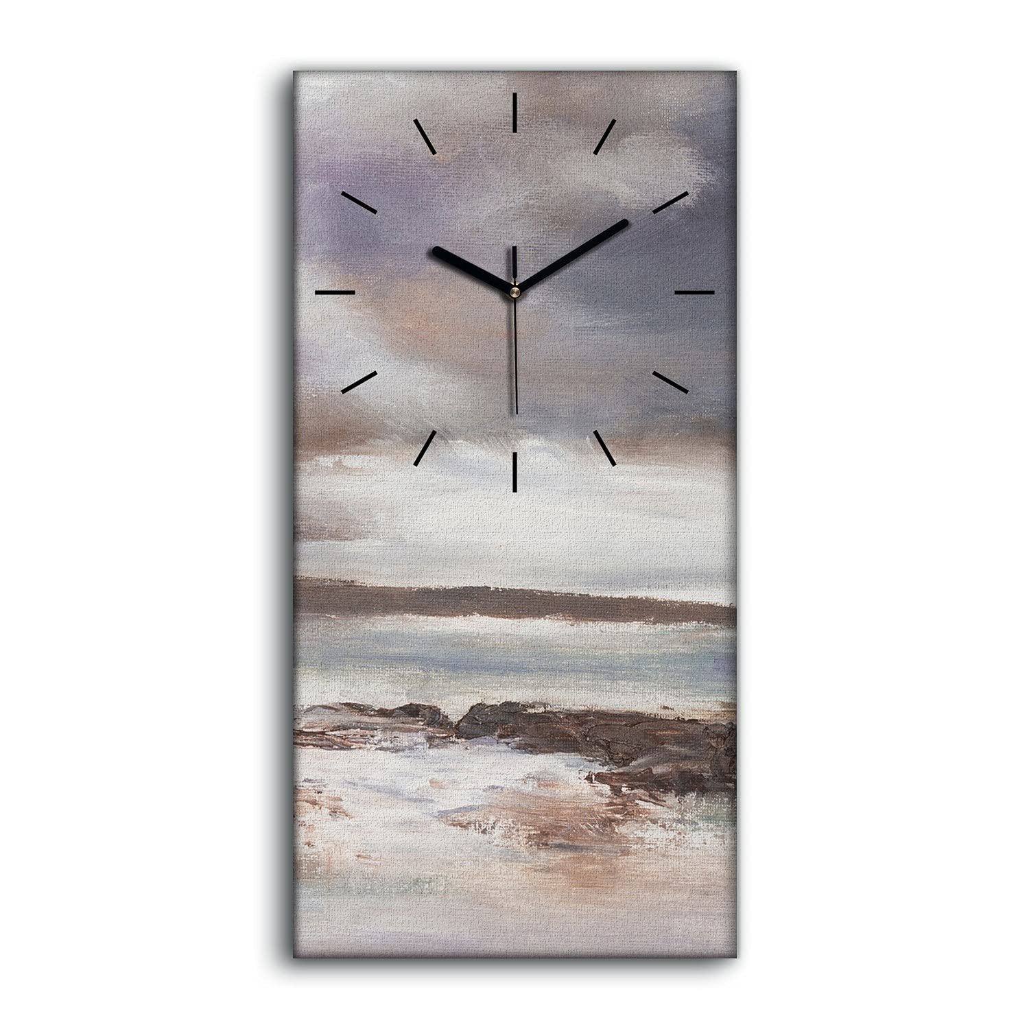 Horloge sur Toile 30x60cm Paysage de Mer Plage Orageuse pour Salon