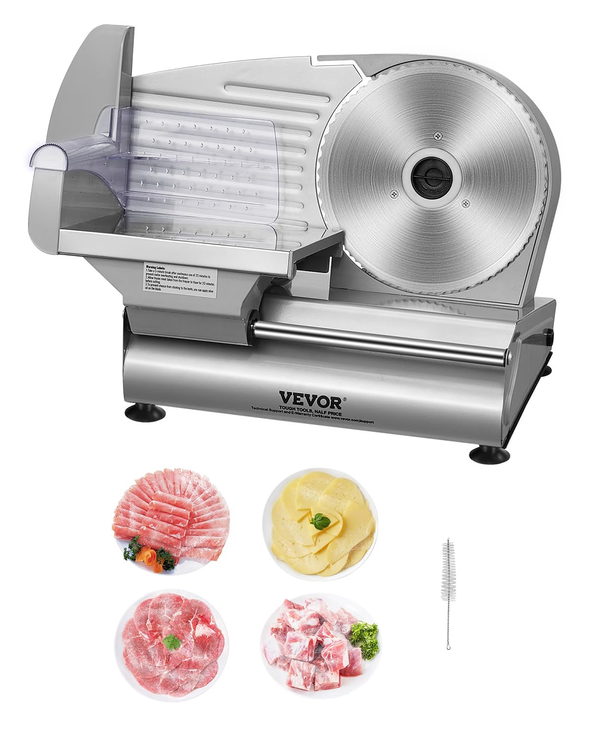 VEVOR Meat Slicer, 180W Electric Deli Food Slicer, 7.5 inch Meat Cutter with a Premium SUS420 Blade, 0-0.6 inch Adjustable Thickness, Food Slicer for Frozen Meat, Hard Bread and Cheese, Home Use
