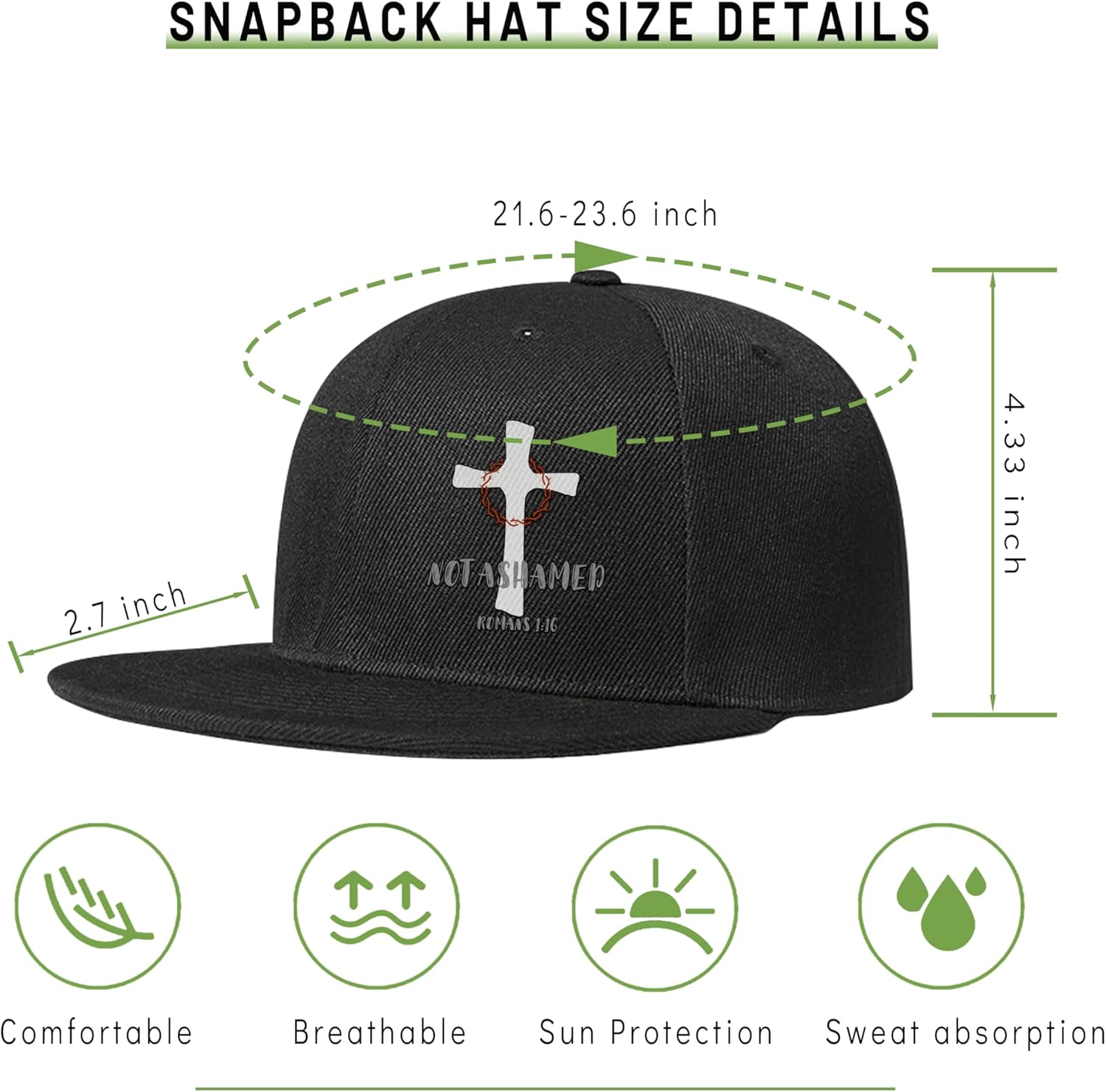 Flat Bill Hats for Men Snapback Skull Hats Black Hat for Teen Boys Skateboard Hats Baseball Cap - Image 2