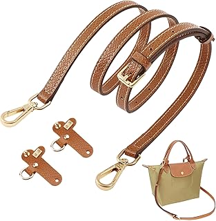 AYHYHLJZJ Bandolera para Bolso Longchamp Mujer, Bandolera para Bolsos de Cuero Longchamp, Kit de Reemplazo Longchamp (Ancho: 12 mm, Color: Marrón y Dorado)
