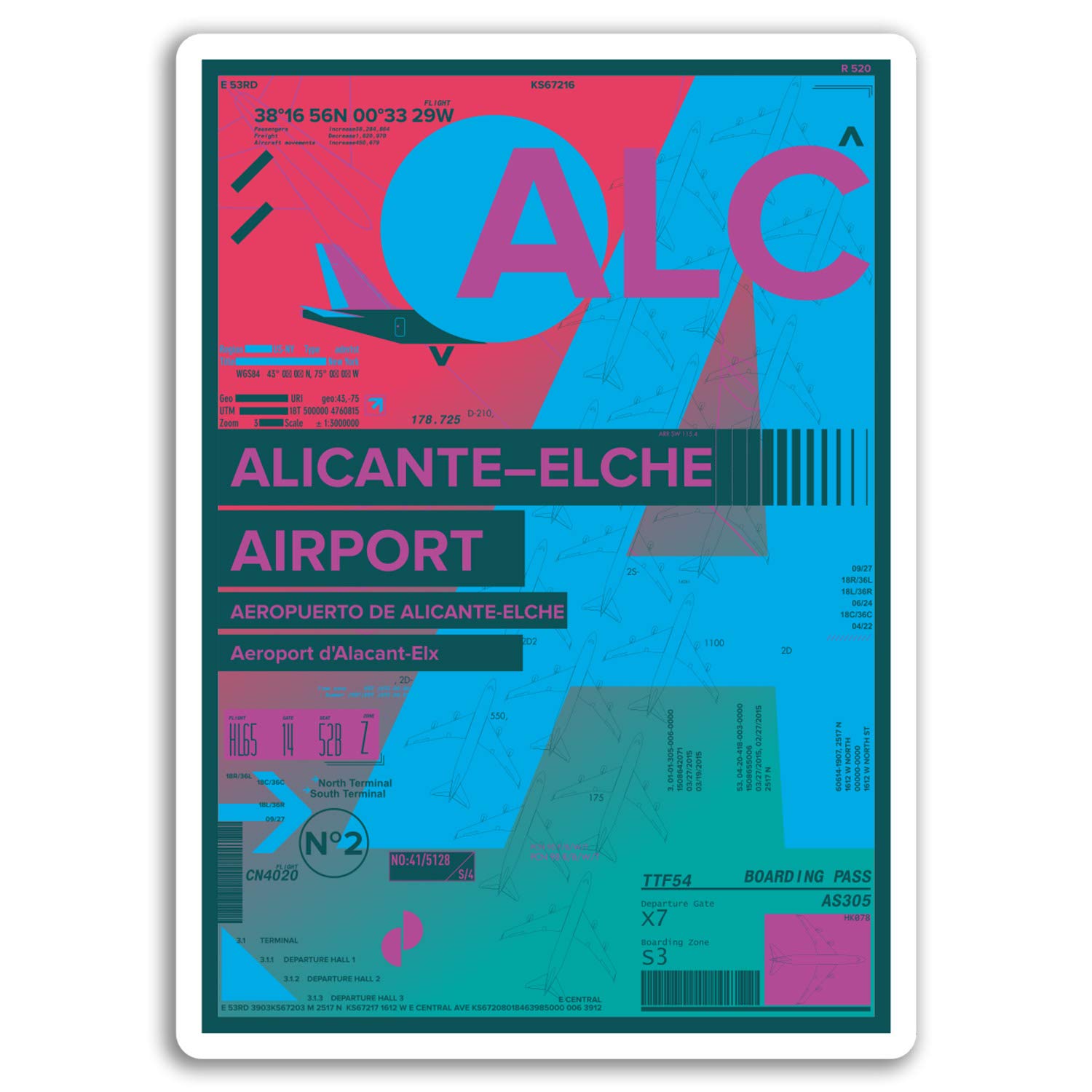Destinationvinyl Multi 2 X 10Cm Alicante Airport Vinyl Stickers - Spain Sticker Laptop Luggage #17168 (10Cm Tall)