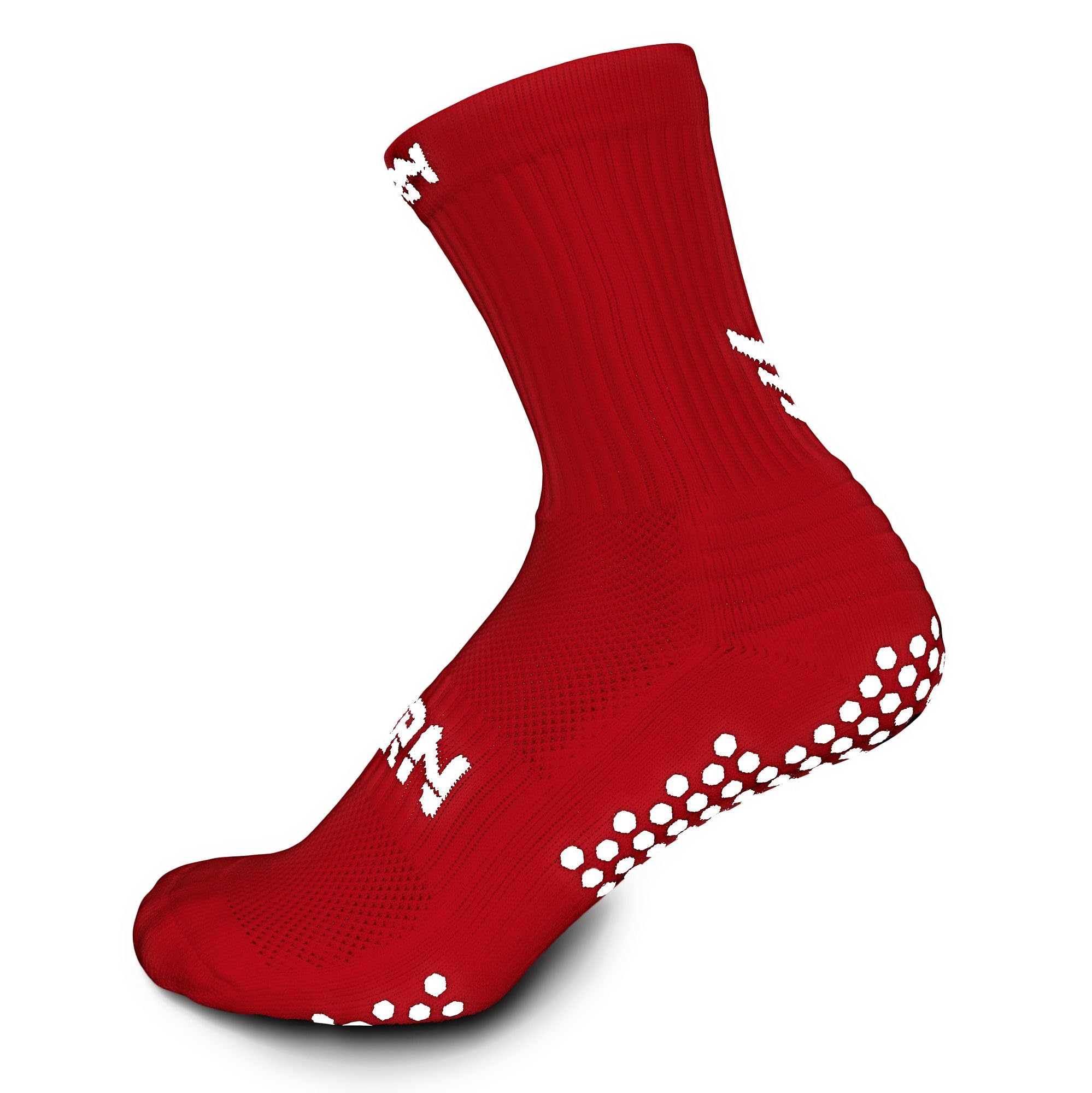Torn Unisex Red With White Midcalf Grip Socks Age 3-6