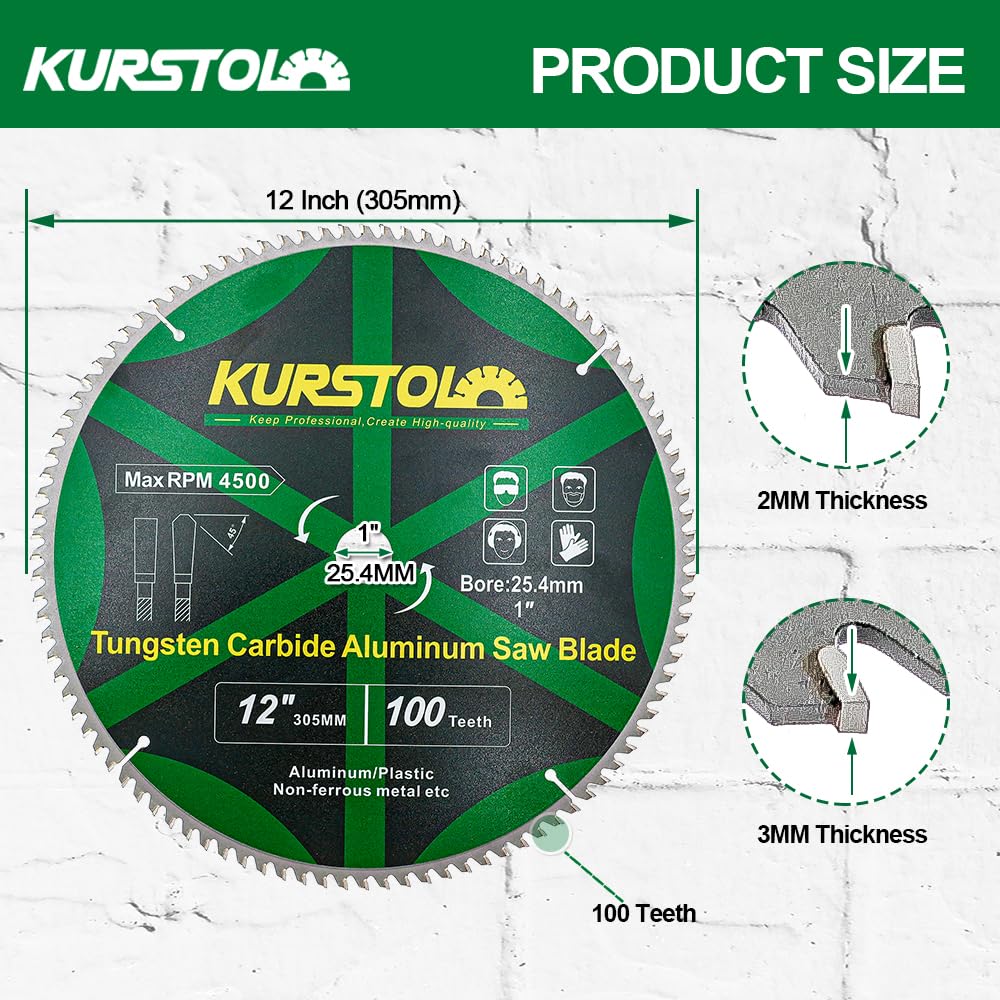 Metall-Kreissägeblatt 305 x 25,4mm - TCG Aluminium-Kreissägeblatt 100 Zähne für Aluminium, Nichteisenmetall, Kunststoff